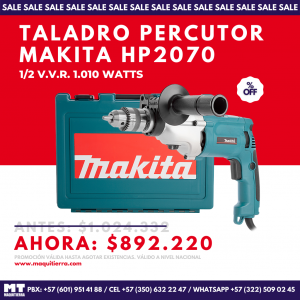 TALADRO PERCUTOR MAKITA HP2070 1/2 V.V.R. 1.010 WATTS